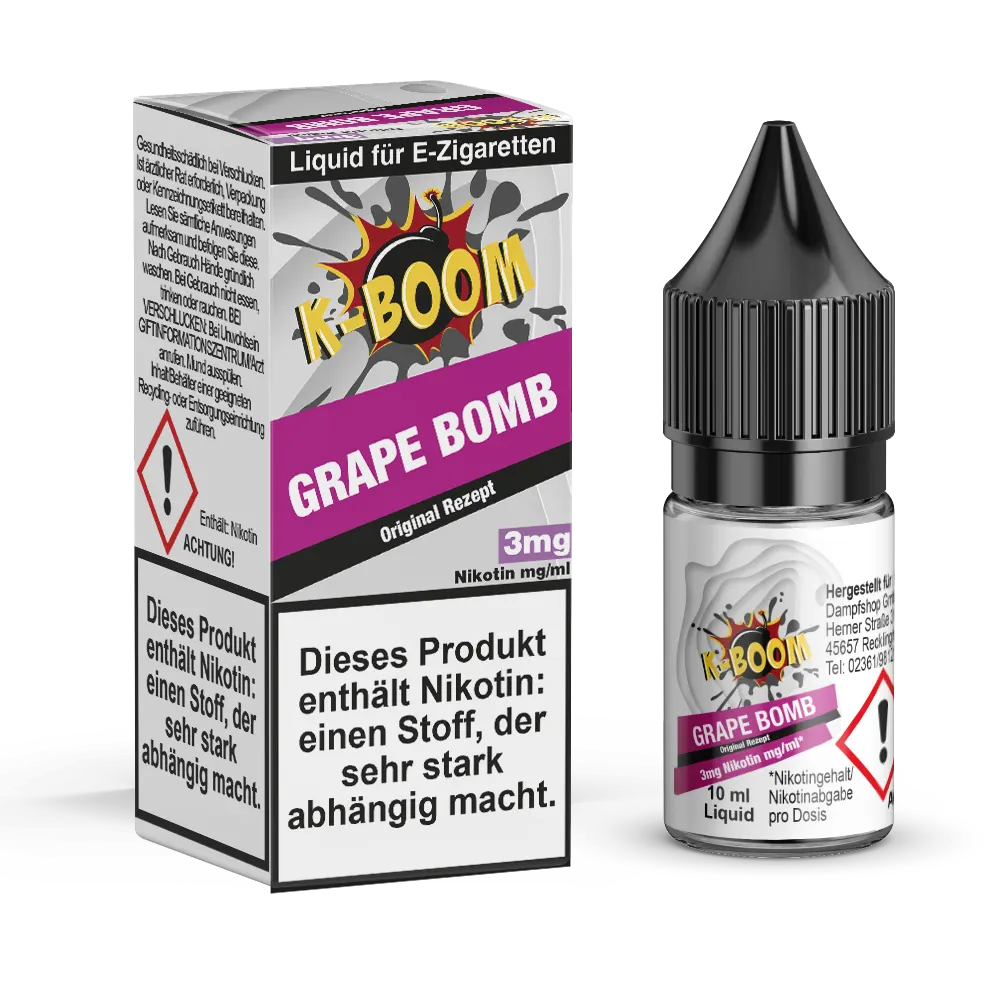 K-Boom Grape Bomb Original Rezept Liquid 50/50 10ml 3mg