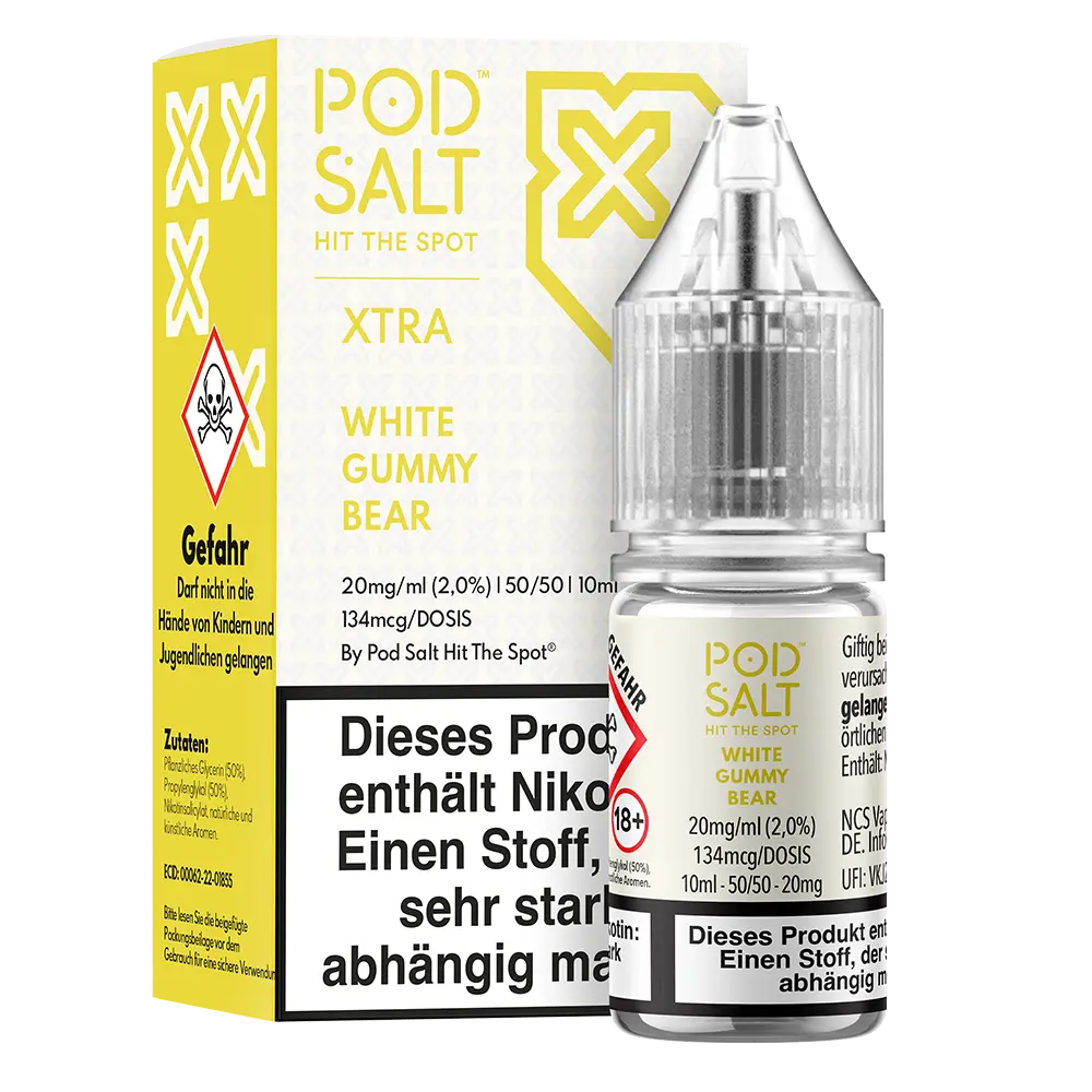 Pod Salt Xtra Nikotinsalz - White Gummy Bear - Liquid 20mg 10ml 
