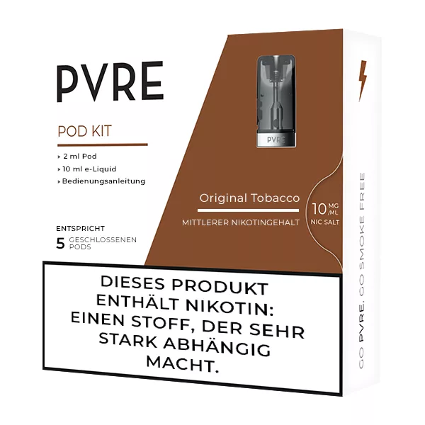 PVRE Pod mit Liquid Original Tobacco 10mg